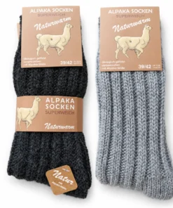Melnas un pelēkas zeķes ar alpakas vilnu oriģinālajā iepakojumā.